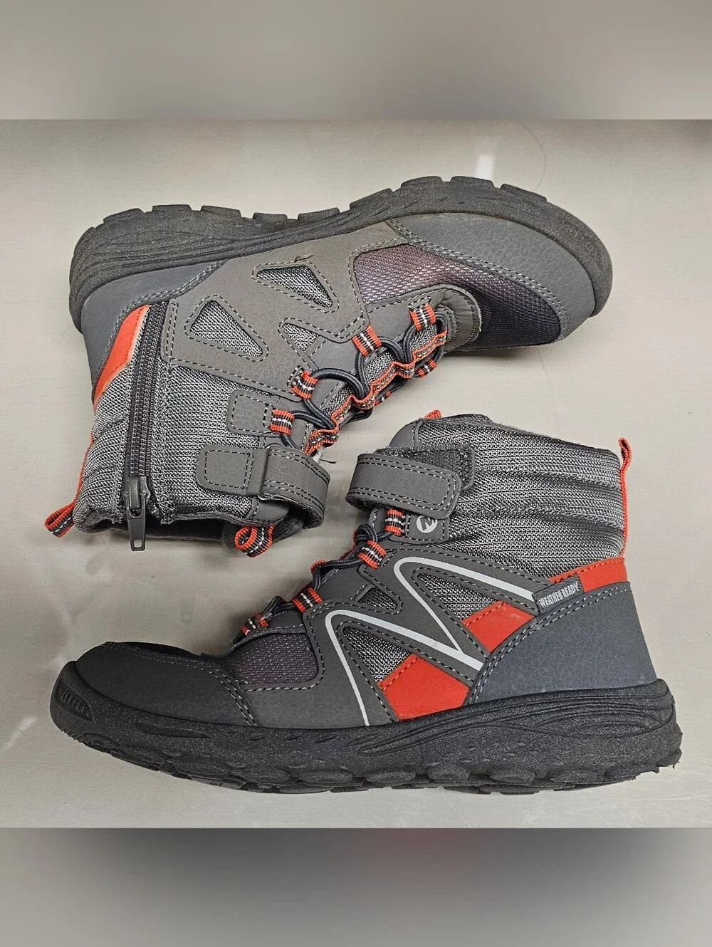Merrell Kid's Polar Trekker Boots Shoes Orange Gray MK267857 H23 62079 Size 2